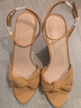 Loeffler Randall Tan Rope Knot Ankle-Strap Wedge Sandals